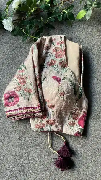 Elegant Floral Print Tie-Up Back Blouse for Women