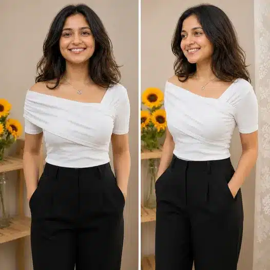 Elegant White Off-Shoulder Fitted Top for Women