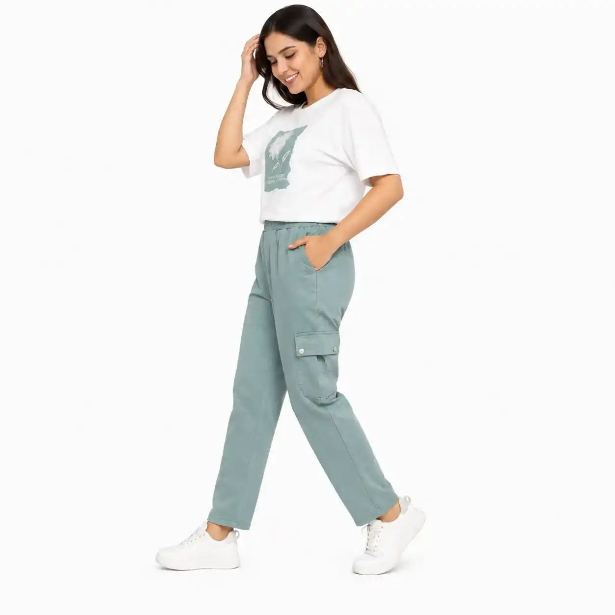 Women’s Casual Graphic T-Shirt & Cargo Pants Co-Ord Set