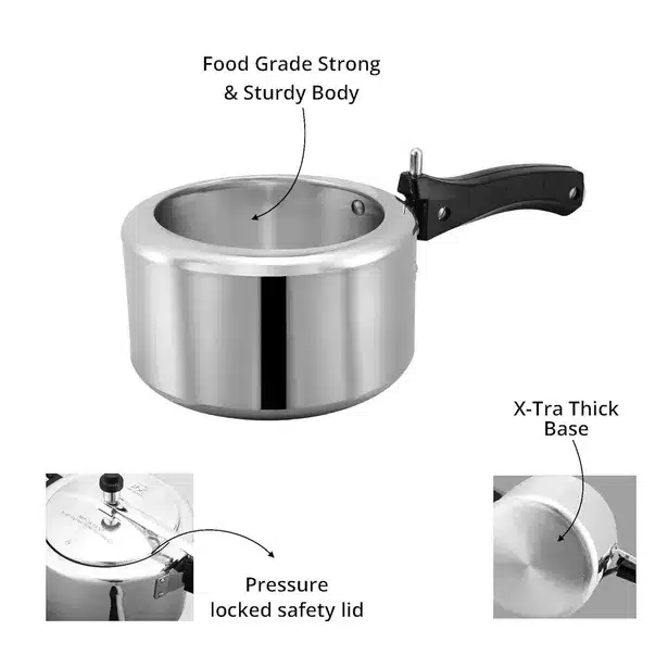 Aluminium Inner Lid with Induction Base Pressure Cooker 5 Litres