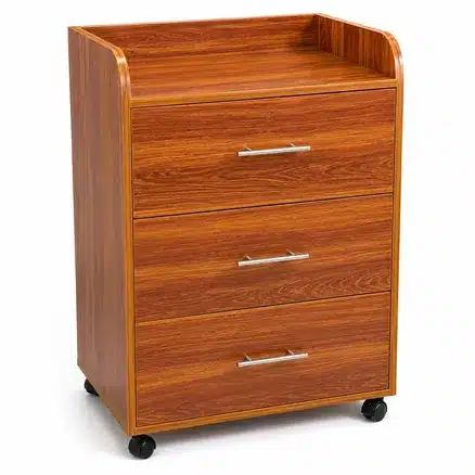 Modern Wooden Multipurpose Storage Cabinet with Drawers & Wheels