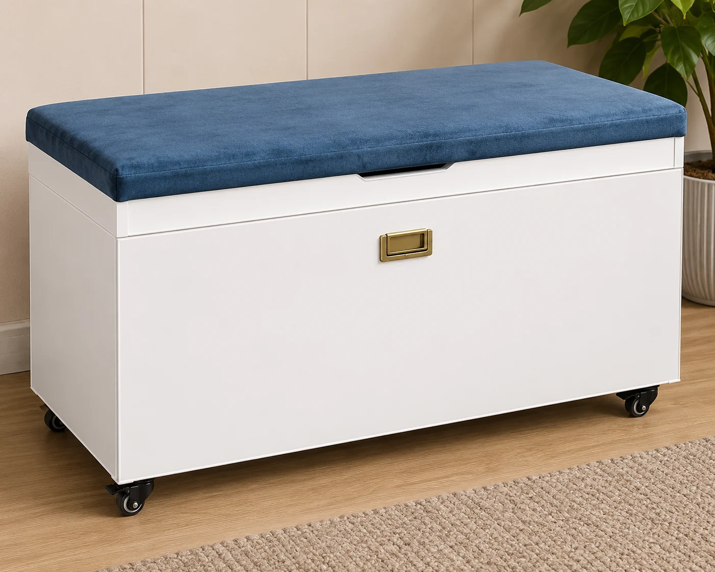 Modern Storage Ottoman Bench with Cushioned Seat & Hidden Compartment