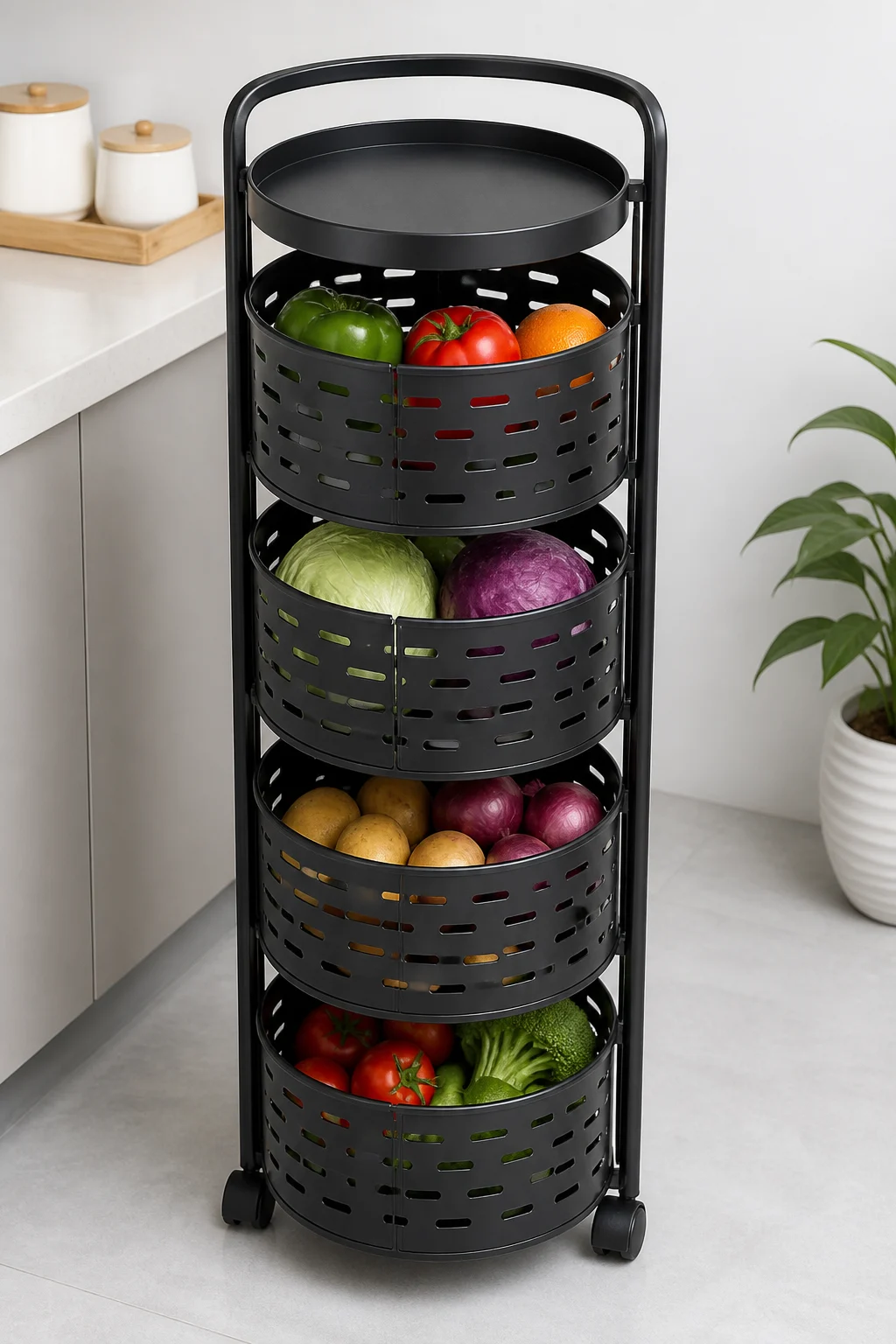 Refurbished Multi-Layer Rotating Vegetable & Fruit Storage Rack