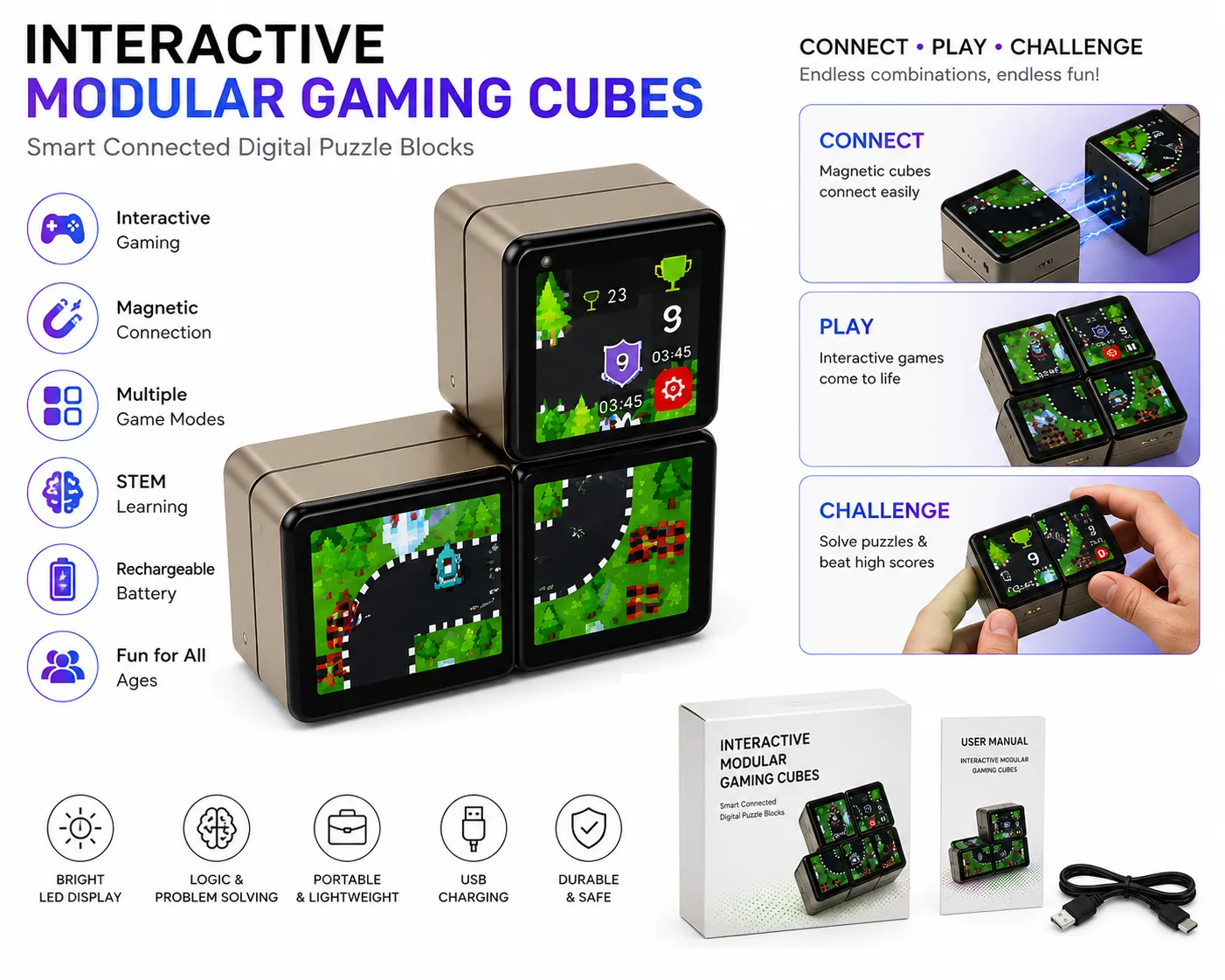 Interactive Modular Electronic Gaming Cubes